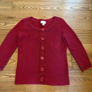 LOFT Red Button-Up Sweater
